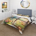 thumbnail image 1 of Designart "Floral Window Summer Sunset II" Farm Windows Bedding Covert Set - Traditional Beige Farm Bed Set With 2 Shams, 1 of 6