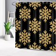 thumbnail image 2 of Christmas Shower Curtain Decor, Winter Snowflake Black and Gold Shower Curtain for Bathroom 72Wx72L Inch Polyester Fabric Bathroom Decoration Bath Curtains Hooks Included, 2 of 6