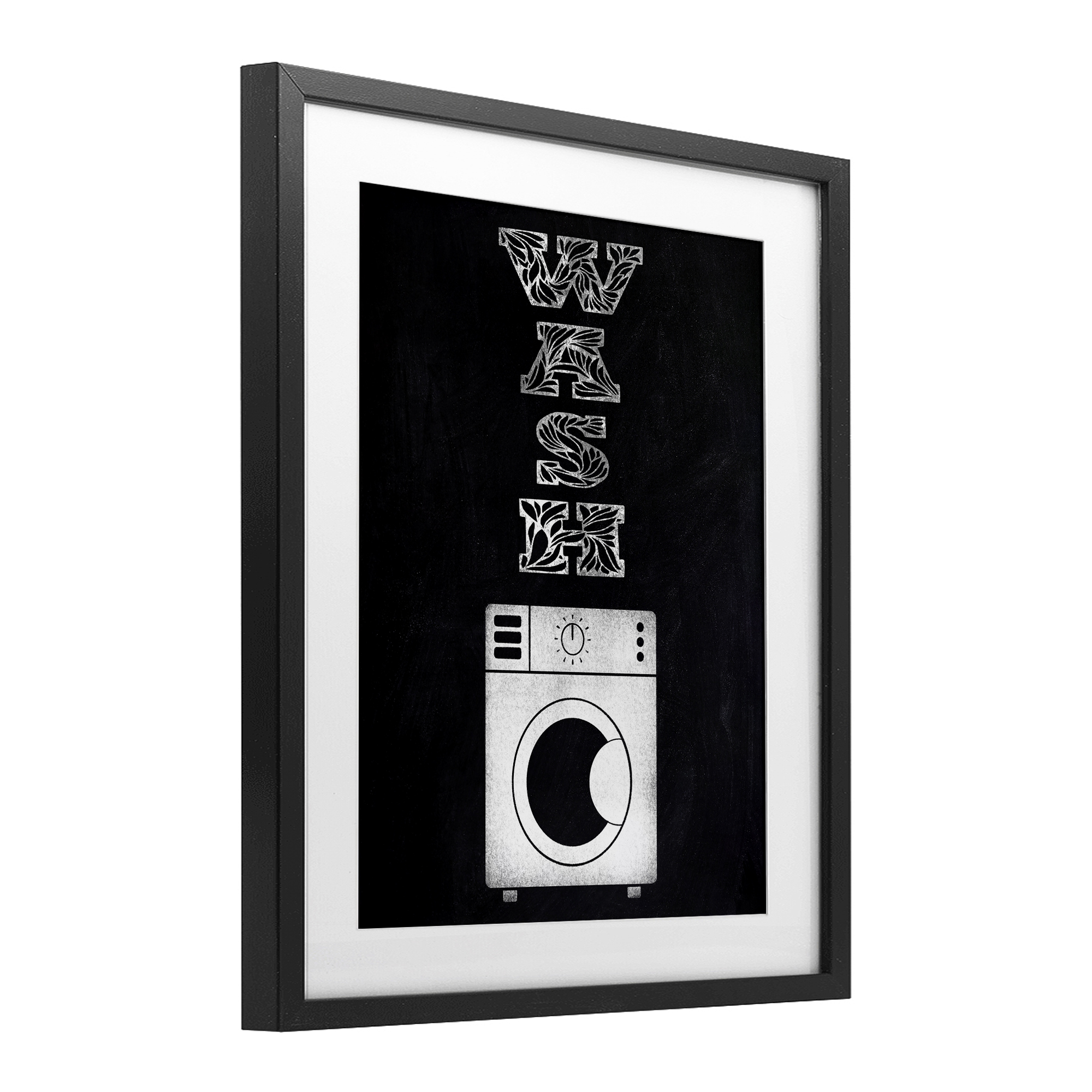 Laundry Wash Ornate Letters Black Framed Print Under Glass, design by Marcus Prime