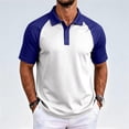 thumbnail image 4 of Oazcsf Men's Short Sleeve Polo Shirts Stretch Raglan Golf Shirt Color Block Collared Lightweight Polos for Men,Royal Blue,M, 4 of 5
