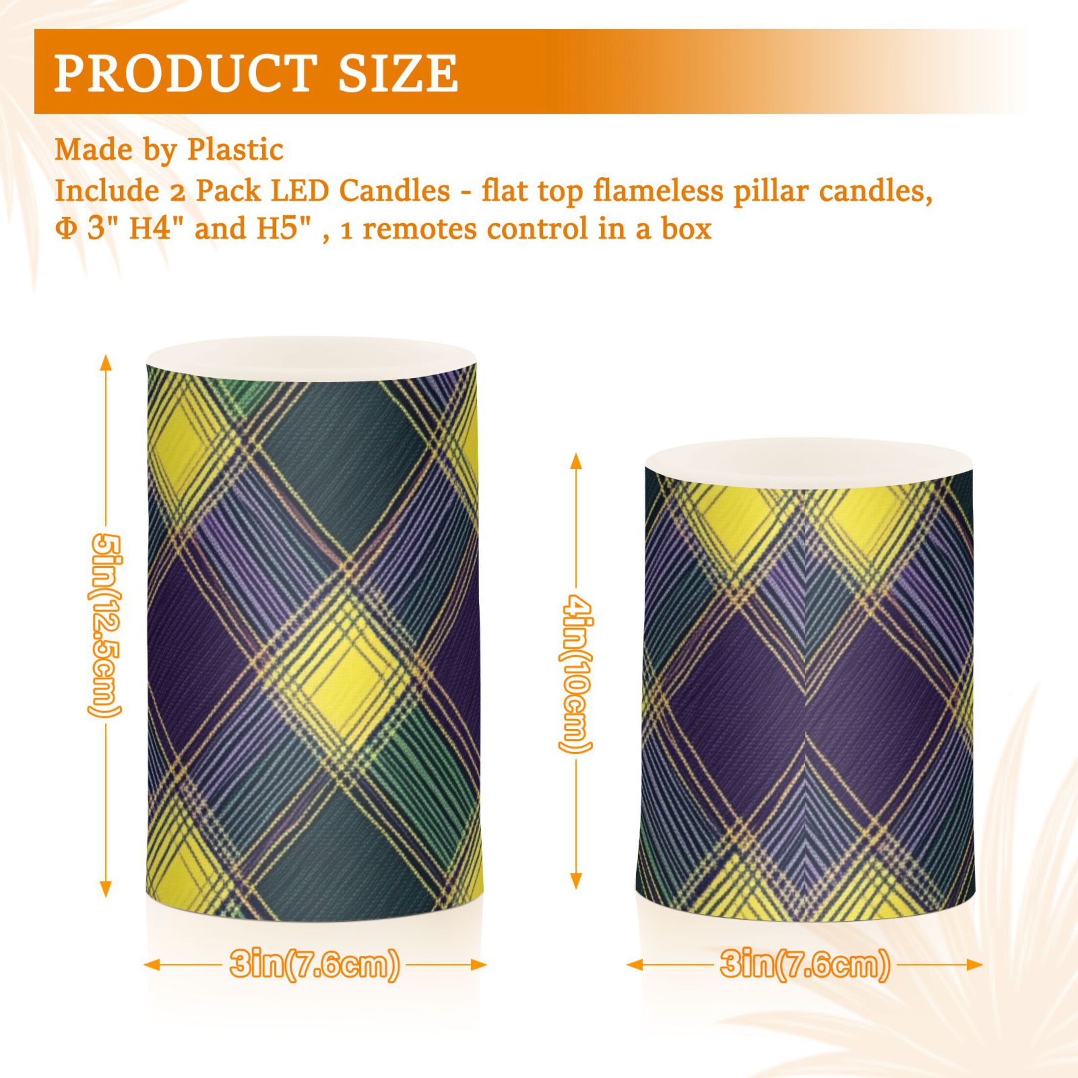 Mardi-gras Color Flickering Flameless Candles LED Tealight Battery Operated with Remote Set of 2 Holiday Decor Ornaments