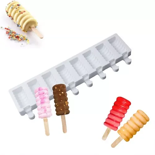 Molde Silicon Paletas De Hielo Tipo Mini Pastel Y Chocolate