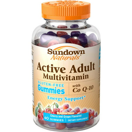 Sundown Naturals multivitamines Active Adult avec Co Q-10 Compléments alimentaires gélifiés sans gluten, 60 count