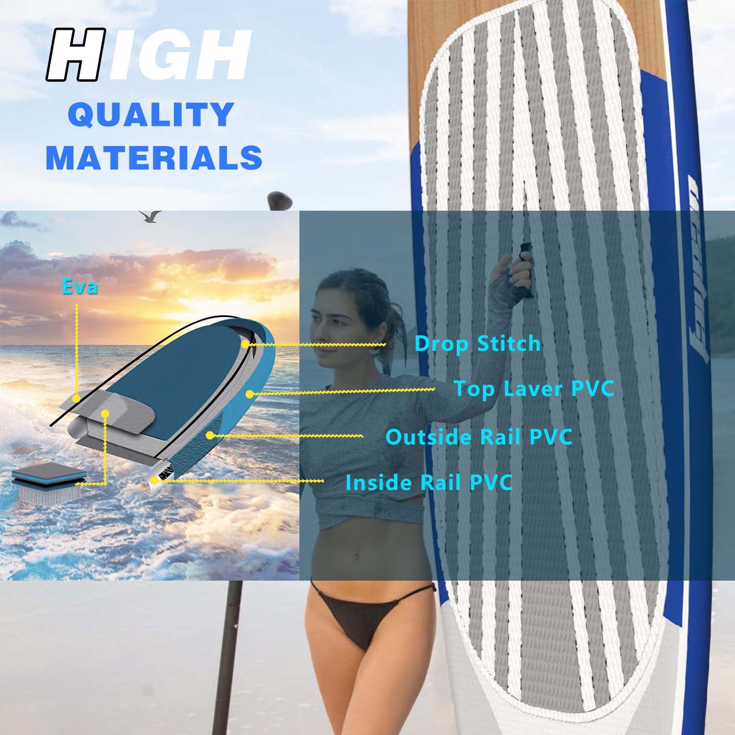 Inflatable Stand Up Paddle Board Non-Slip Deck Complete SUP Accessories 10.5'/11' x 33" x 6"