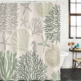 thumbnail image 3 of Sage Green Ocean Waterproof Fabric Shower Curtain,Coastal Grey Coral Starfish Shell Waterproof Fabric Shower Curtain for Bathroom Curtains Bathtubs Hotel Shower Curtains with 12 Hooks Standard 72x72, 3 of 8