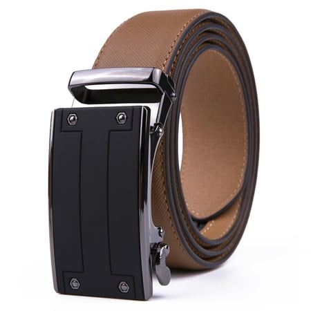Men's Belt Leather Ratchet Belts Automatic Buckle Belts for Men