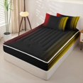 thumbnail image 2 of Erosebridal Minimalist Modern Zipper Full Size Comforter Sets with Fitted Sheet and 2 Pillowcases,Gradient Striped Print Zipper Bedding Set,Red Gold Black,Black Reversible, 2 of 6