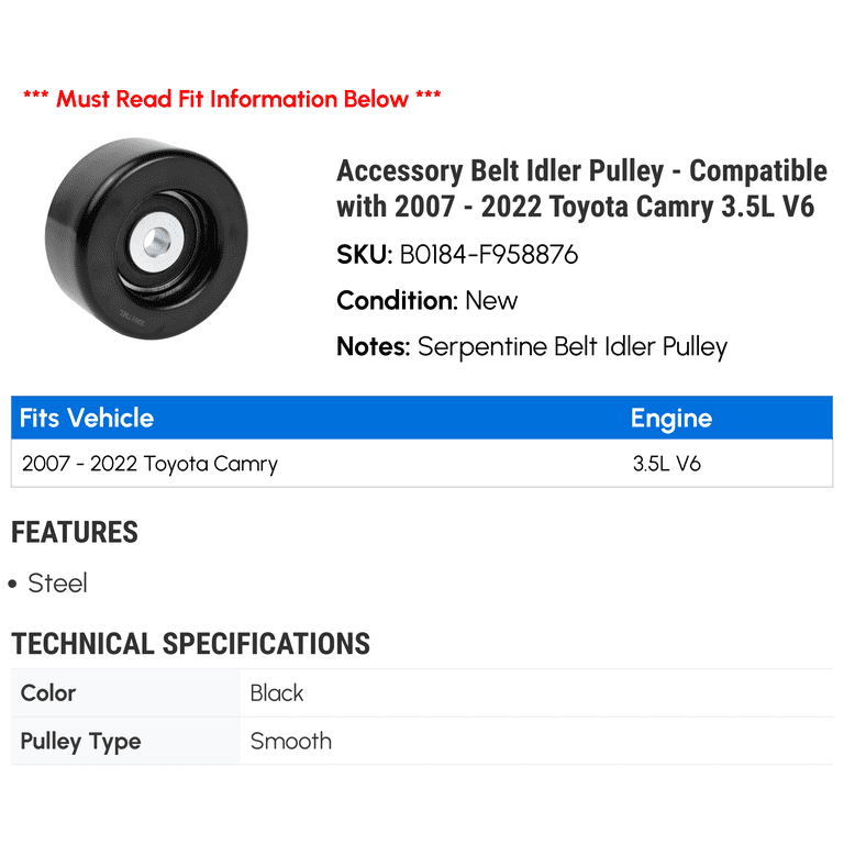 For 2007-2016 Toyota Tundra Accessory Belt Idler Pulley 76734ZW 2008 2009 2010 E - Foto 4