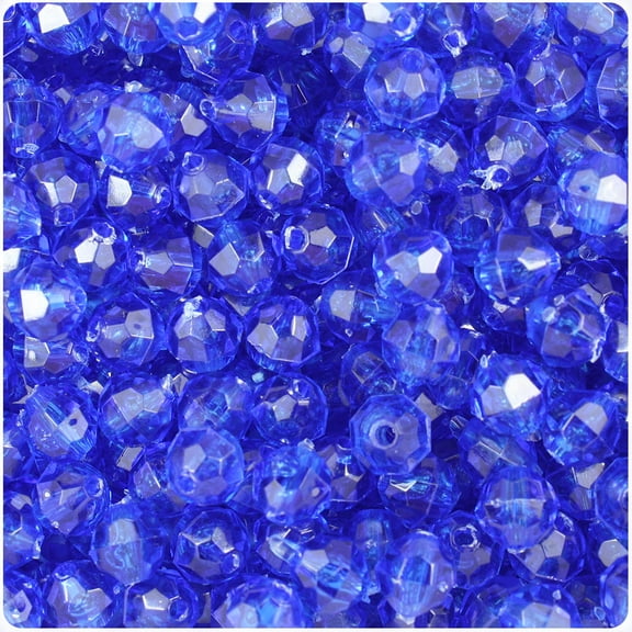 BeadTin Dark Sapphire Transparent 8mm Faceted Round Craft Beads (450pcs)