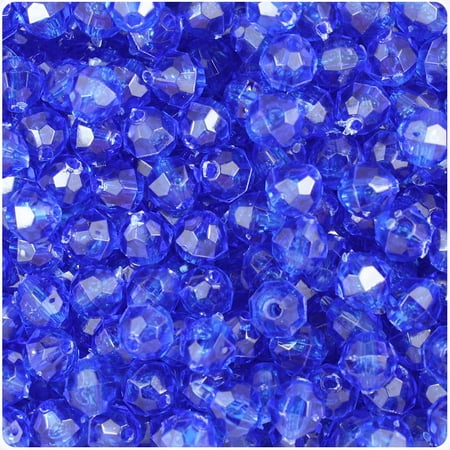 Carats Ruby Sapphire Beads - BeadTin Dark Sapphire Transparent 8mm Faceted Round Craft Beads (450pcs)