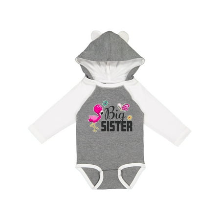 

Inktastic Big Sister with Flamingo and Flowers Gift Baby Girl Long Sleeve Bodysuit