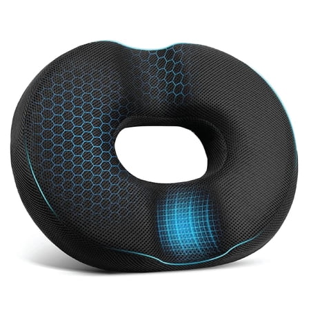 Qutool Donut Pillow for Tailbone Pain Hemorrhoid Cushion, Ergonomic Orthopedic Memory Foam Seating Pad, Black