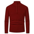 thumbnail image 2 of UVEASISHA Men's Quarter Zip Sweaters Slim Fit Casual Ribbed Knit Pullover Tops Fall Stretchy Lightweight Knitted Shirts Cozy Soft Mens Sweater Wine M, 2 of 3