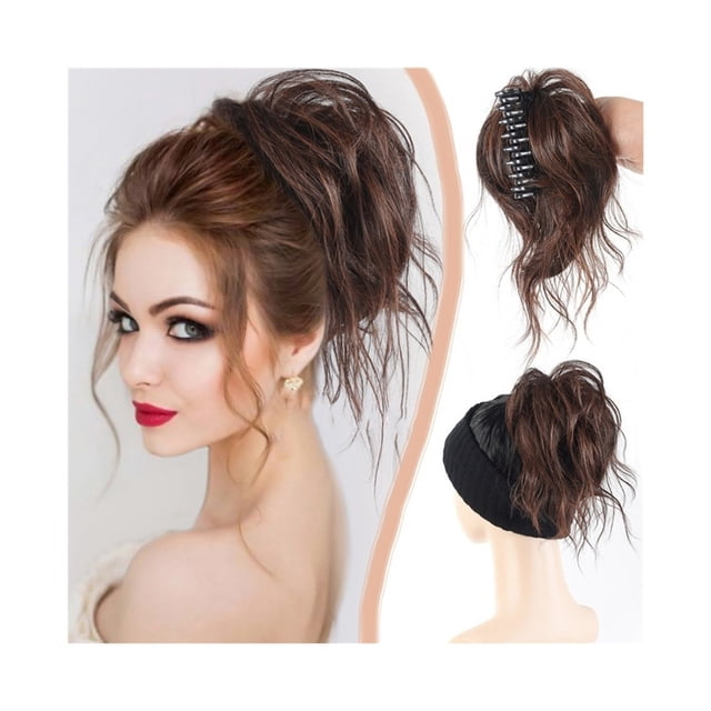 Pince à Griffes Pièce de Cheveux Synthétiques Chignon Ondulé en Vrac Extension de Cheveux Queue de Cheval