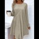 thumbnail image 5 of Vestido de Mujer de Larga, Cuello Redondo, Cintura Alta y Cintura Irregular. Caqui XL, 5 of 8