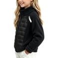 thumbnail image 4 of Zpanxa Girls Fleece Jacket Spliced Quilted Jacket Sleeves Stand Collar Zip Up Warm Outerwear, 4 of 5