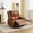 PU Brown, variant on Anoncndin Oversized Manual Recliner Chair for Adults, Extra Wide Upholstered Accent Armchair w/ Footrest & Side Pocket, 150°-155° Ergonomic Reading Lounge Chair - Chenille, Pink