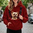 thumbnail image 4 of Eryao Pet Hoodie Carrier Women Winter Fuzzy Fleece Animal Carrying Hoodies with Adjustable Strap Kangaroo Pouch Warm Plus Size Pullover Sweatshirts for Small Dog Cat Holder Wine,M, 4 of 8