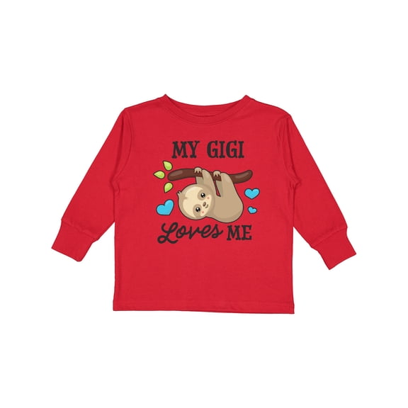 Inktastic My Gigi Loves Me with Sloth and Hearts Boys or Girls Long Sleeve Toddler T-Shirt