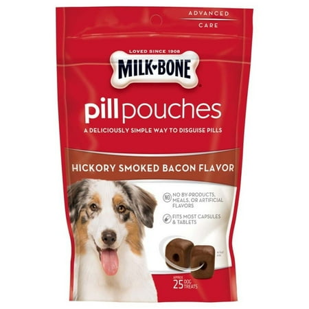 Milk-Bone Pill Pouches Dog Treats Hickory Smoked Bacon Flavor  25 ct  6 oz