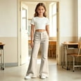 thumbnail image 6 of Glisme Girls Slim Fit Casual Pants with Pockets Solid Color Casual Trousers for Girls Everyday Comfort and Playwear, 6 of 7