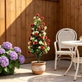thumbnail image 4 of Doghiosgha Artificial Flower Stake Faux Floral Garden Stake for Home Front Porch Patio Wedding Decor, 19.7 Inch, Red, 4 of 6