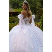 Womens GLS Gloria Pink and Blue Quinceanera Dress 3D Floral Ball Gown Gl3570 Size 3XL Blue/pink