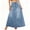 Blue, variant on High Waist Women Casual A Line Long Denim Skirt with Pocket