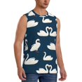 thumbnail image 2 of Yiaed White Swam Print Men's Singlet Vests Summer Running Muscle Tank Tops Gym Undershirt Round Neck Sleeveless for man, 2 of 5