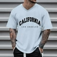 thumbnail image 2 of Men Summer Tops plus Size Short Football Mens Shirt Athletic Set Tall Shirts Top 1 Summer Tops for Men Casual Clothe Top Mens Shirts Long Sleeves Spandex Tee Shirt Turtleneck T Oversized T Light Blue, 2 of 4