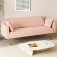 thumbnail image 3 of Leumius 71.7" Teddy Fleece Sleeper Sofa,3 Adjustable Backrest,2 Pillows, Convertible Futon Sofa Bed Folding Couch for Small Space,Living Room,Pink, 3 of 5