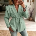thumbnail image 4 of YSUEJPF Womens Dressy Casual Oversized Blazer Long Sleeve Belted Suit Jacket V Neck Cinched Waist Blazer Jackets, 4 of 5