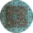 thumbnail image 1 of Ahgly Company Indoor Round Oriental Light Blue Traditional Area Rugs, 8' Round, 1 of 4