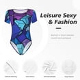 thumbnail image 5 of Lsque Geometry Dash Women's Crew Neck Short Sleeve Bodysuit Basic T Shirts Tops Onesie Adult Cute Pajama-Small, 5 of 8