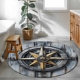 thumbnail image 5 of Vintage Compass Coastal Round Rug 3.3ft Washable Circle Entryway Rugs Non Slip Summer Beach Ocean Nautical Area Rug Indoor Floor Carpet for Bedroom Kitchen Living Room Home Office Dining Room Nursery, 5 of 8
