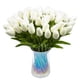 thumbnail image 1 of 30Pcs Artificial Tulips Flowers Real Touch Tulips PU Tulip Bouquet Latex Flower White Tulip(White), 1 of 5