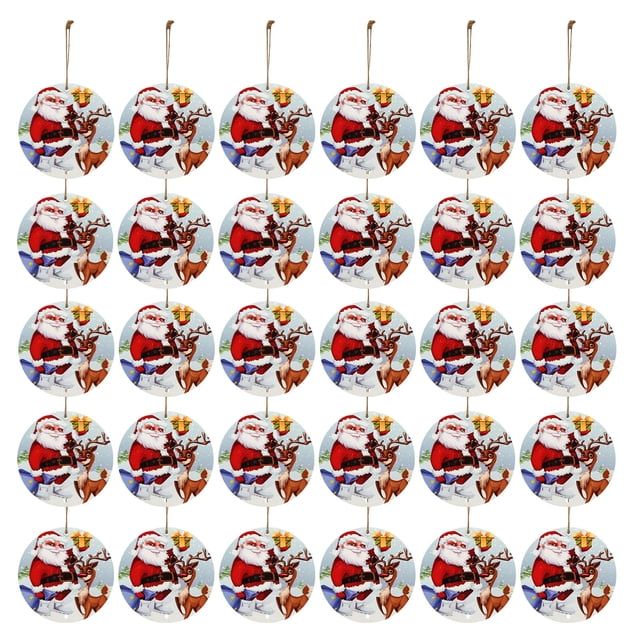 Adornos Navideños Ganfancp Tarjeta Colgante de Madera de Doble Cara 30X
