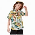 thumbnail image 3 of NIEWTR Boys Vintage Floral Print Short Sleeve Button Up Shirt Casual Summer Tops for Beach & Parties(White,9-12 Months), 3 of 5