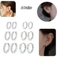 thumbnail image 6 of 6 Pairs Stainless Steel Silver Small Hoop Earrings for Women, 0.3/0.4/0.5inch Hypoallergenic Tiny Cubic Zirconia Cartilage Huggie Earring Sets for Multiple Piercing Trendy Jewelry Jewellery, 6 of 6