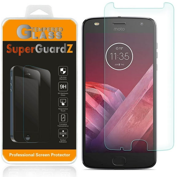 SuperGuardZ - Motorola Moto Z2 Play Tempered Glass Screen Protector [Anti-Scratch, Anti-Bubble]   3 Stylus Pen (2-in-1)