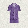 thumbnail image 2 of Zwiiyzr 2Y-13Y Toddler Baby Boys Girls 2-Piece Button Down Pajama Set Casual Short Sleeve Top and Pants Sleepwear Loungwear for Unisex Purple, 2 of 6