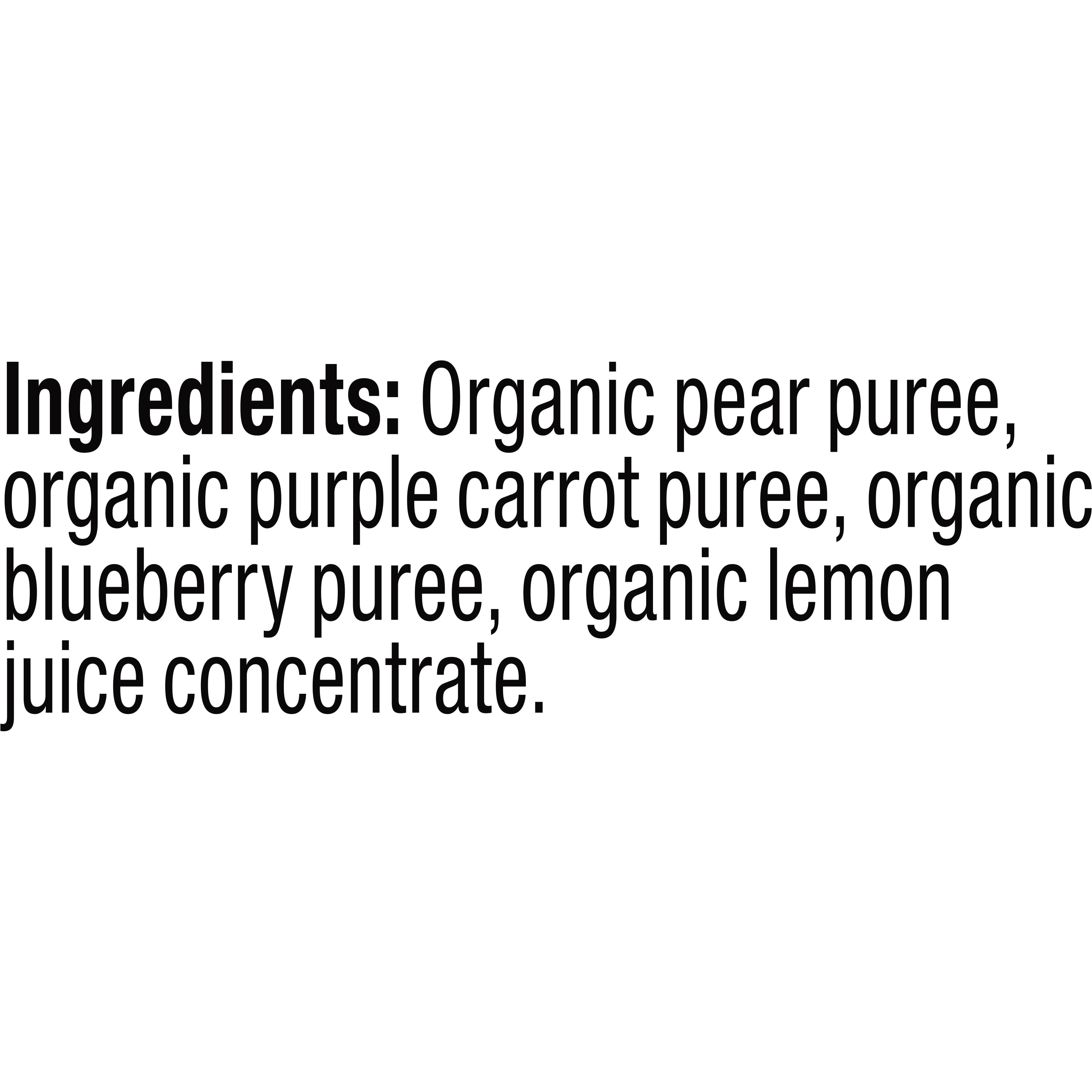 Plum Organics Stage 2 Organic Baby Food, Pear, Purple Carrot and Blueberry, 4 oz Pouch - Case of 12