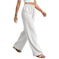 thumbnail image 6 of hlysgo Womens Wide Leg Palazzo Pants High Waisted Casual Lounge Pants 2026 Beach Vacation Outfits Trousers with Pockets White,2xL, 6 of 6