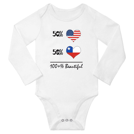 

50% Chilean + 50% American = 100+% Beautiful Baby Long Sleeve Romper (White 18 Months)
