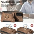 thumbnail image 5 of Phone Case for Samsung Galaxy A23 5G/4G Wallet Cover with Tempered Glass Screen Protector and Wrist Strap Lanyard RFID Credit Card Holder Ring Stand Cell Accessories A 23 23A 6.6 Women Brown, 5 of 7