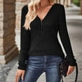 thumbnail image 7 of Lightweight Knit Sweaters Women, Women's Long Sleeve Tops V Neck Half Zipper Sweaters Tunic Shirts Casual Striped Knitted Sweatshirts Tshirt Pullover Sweater for Womens Daliywear Workwear, 7 of 7