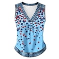 thumbnail image 5 of Women 4th of July V-neck Tank Top Stripes Graphic Tee Usa Flag Patriotic Tshirt Summer Patriotic Tops Workout Tops for Women American Flag T-shirt Blue XL, 5 of 5