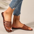 thumbnail image 2 of Xucatan Women's Square Toe Slide Sandals, Faux Leather Flat Slippers with Thin Sole, Open Toe Casual Summer Shoes, Versatile Everyday Beach Footwear Gift, 2 of 9