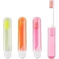 thumbnail image 1 of Travel Toothbrush,3PCS Travel Toothbrush Set,Mini Toothbrush Soft Portable Toothbrush Travel with Tooth Brush Cover Small Folding Toothbrush Individually Wrapped Home Travel Camping,Orange,Yellow,Pink, 1 of 1