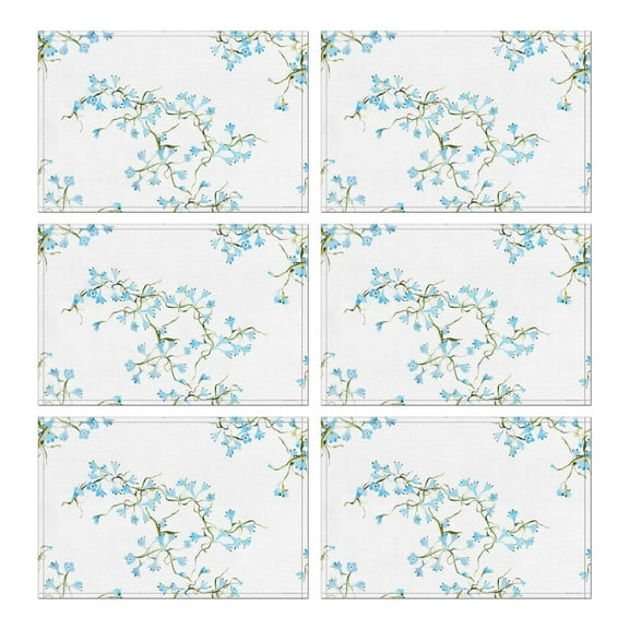 Farmhouse Floral Blue Placemats for Dining Table Washable Placemats for Outdoor Tables Desk Halloween Gifts Simple Fashion Table Mats
